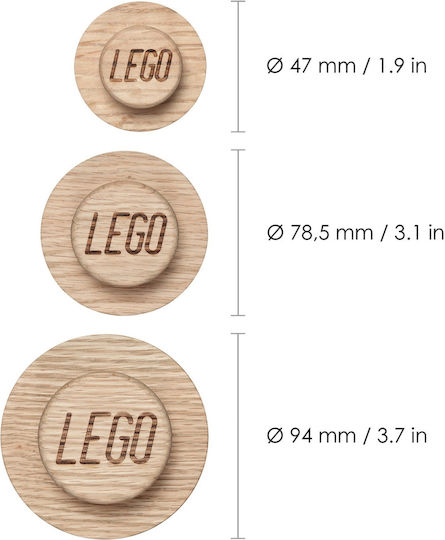 LEGO Παιδική Κρεμάστρα Πολλαπλών Θέσεων Ξύλινη Oak 1εκ. 3τμχ