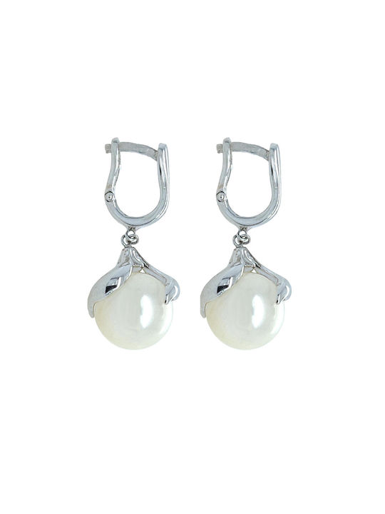 Xryseio Earrings Pendants made of Platinum with Stones & Pearls