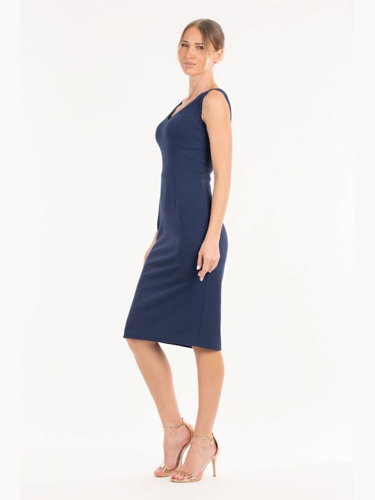 BelleFille Midi Βραδινό Φόρεμα Navy Μπλε