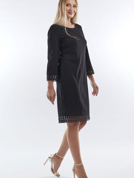 BelleFille Midi Dress 3/4 Sleeve Black