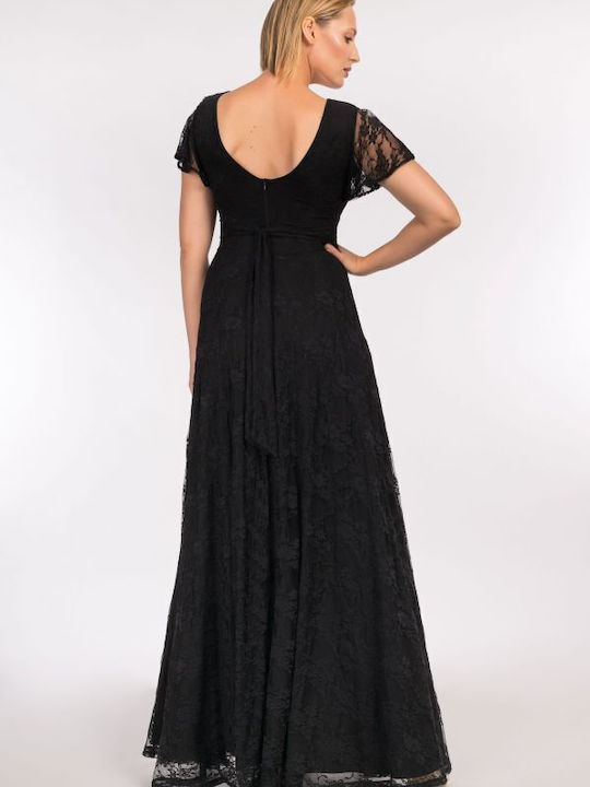 BelleFille Maxi Evening Dress with Lace Black