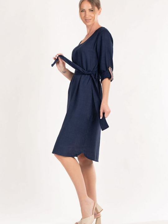 BelleFille Summer All Day 3/4 Sleeve Mini Dress Navy Blue