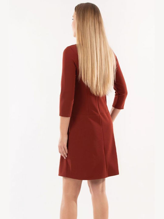 BelleFille Mini Dress 3/4 Sleeve Brown