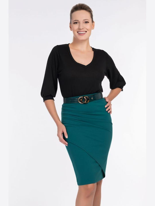 BelleFille Midi Skirt in Green color