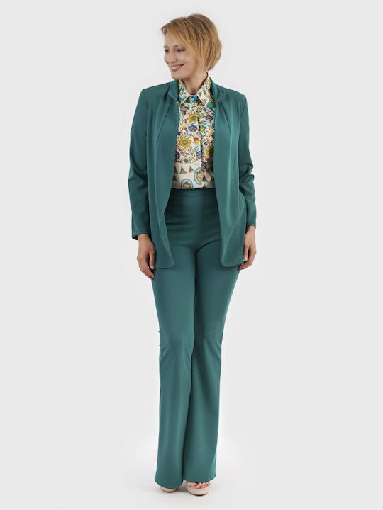 BelleFille Γυναικεία Υφασμάτινη Παντελόνα σε Πράσινο Χρώμα