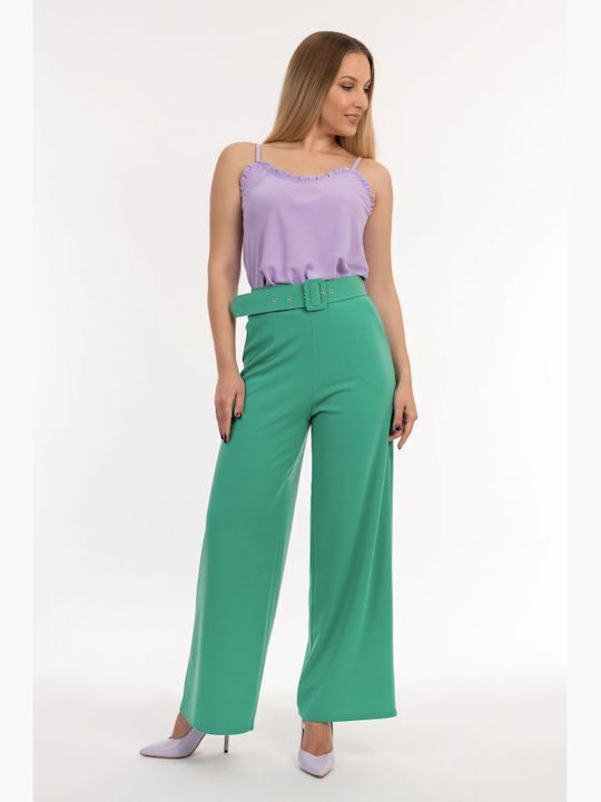 Women's Fabric Trousers Turquoise