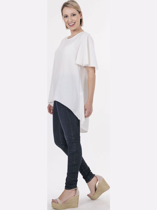 Damen Bluse Kurzärmelig Beige