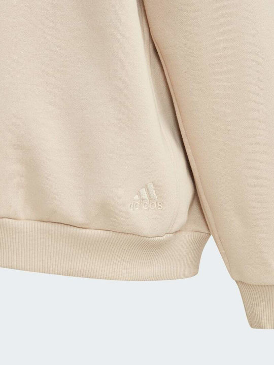 Adidas Fleece Kinder Sweatshirt mit Kapuze und Taschen Beige