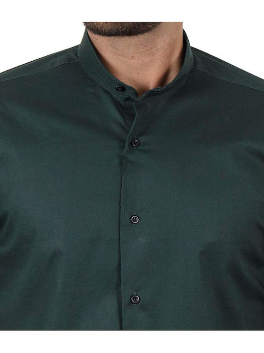 Endeson Fashion Men's Shirt Long Sleeve Cotton Green