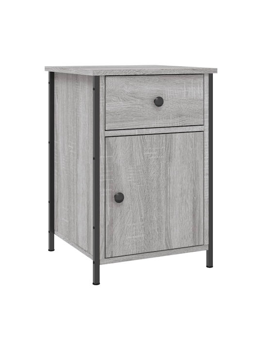 Wooden Bedside Table with Metallic Legs Gray 40x42x60cm