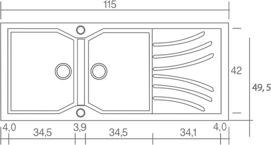 Sanitec Classic 332 Υποκαθήμενος από Συνθετικό Γρανίτη Μ115xΠ50cm