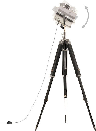 vidaXL Vintage Floor Lamp H165xL21 cm with E27 Bulb Socket Black and Silver