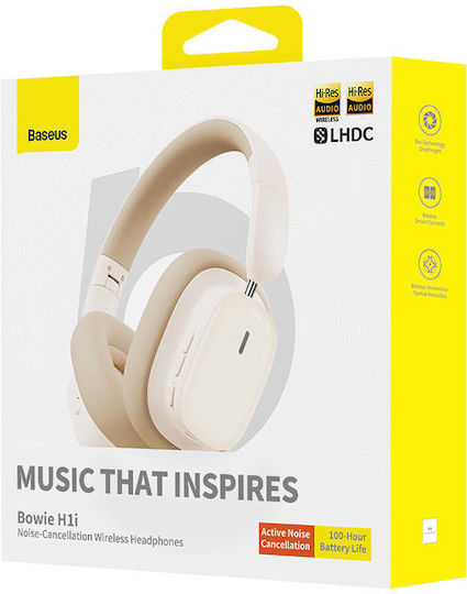 Baseus Bowie H1i Wireless / Wired Over Ear Headphones with 100 hours of Operation and Quick Charge White