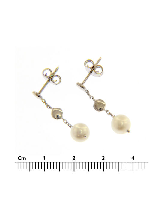 Mentzos Earrings Pendants made of Platinum with Pearls