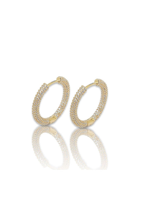 Mentzos Earrings Hoops made of Silver Gold Plated with Stones