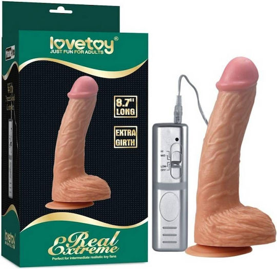 Lovetoy Real Extreme Ρεαλιστικός Δονητής Extra Girth Vibrating Dildo 22cm Flesh