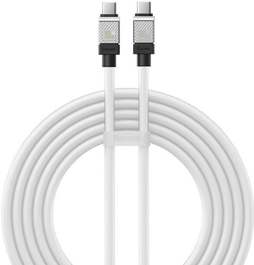 Baseus CoolPlay Cablu USB 2.0 USB-C Masculin - USB-C 100W PD Alb 2m CAKW000302