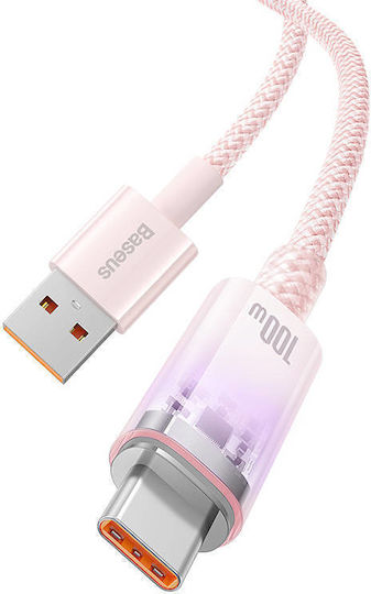 Baseus Explorer USB 2.0 Cable USB-C male - USB-A 100W PD Ροζ 1m CATS010404