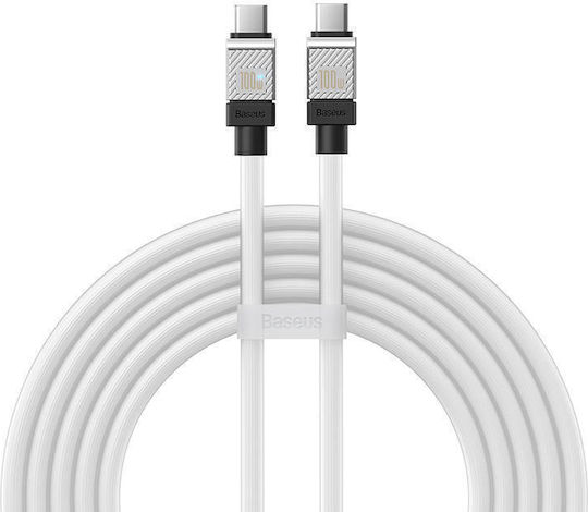 Baseus CoolPlay Cablu USB 2.0 USB-C Masculin - USB-C 100W PD Alb 2m CAKW000302