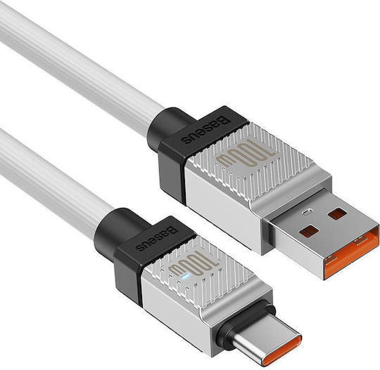 Baseus CoolPlay USB 2.0 Cable USB-C male - USB-A 100W PD Λευκό 2m CAKW000702