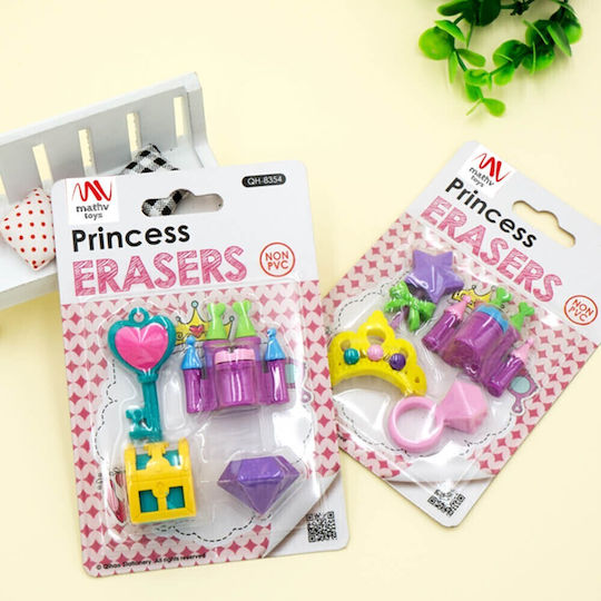 QiHao Σετ Γόμες για Μολύβι Fancy Princess (Διάφορα Σχέδια/Χρώματα) 4τμχ