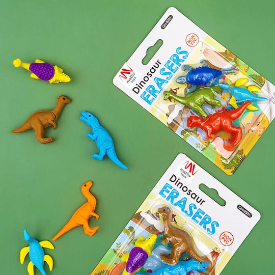 QiHao Σετ Γόμες για Μολύβι DINOSAURS (Διάφορα Σχέδια/Χρώματα) 4τμχ