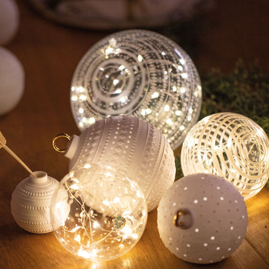 Raeder Beleuchtet Weihnachtliche Keramisch Figur Kugel Weiß Höhe 13.7cm
