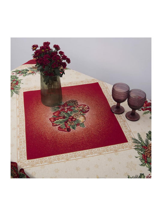 Christmas Tablecloth Fabric Red L180xW140cm 1pcs