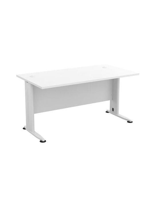 Birou Profesional Basic Din Lemn Alb Cu Picioare Metalice 150x80x75cm EO997,2