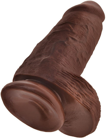 Pipedream King Cock Chubby Ρεαλιστικό Dildo με Όρχεις και Βεντούζα Καφέ 25cm