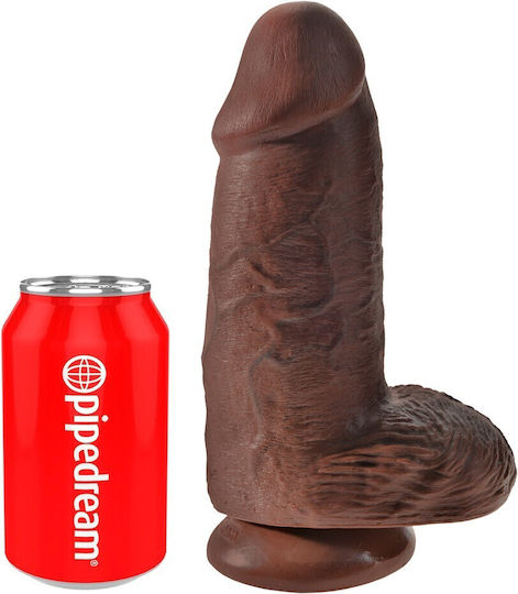 Pipedream King Cock Chubby Ρεαλιστικό Dildo με Όρχεις και Βεντούζα Καφέ 25cm