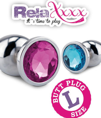 You2Toys Relaxxxx Silver Starter Butt Plug Large Silver/Blue 10cm