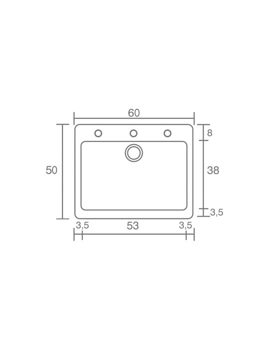 Sanitec Classic Drop-In Spüle aus Verbundgranulat B60xT50cm Granite Grey