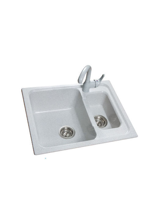 Sanitec Classic Drop-In Sink Left Synthetic Granite W62xD51cm Granite Black