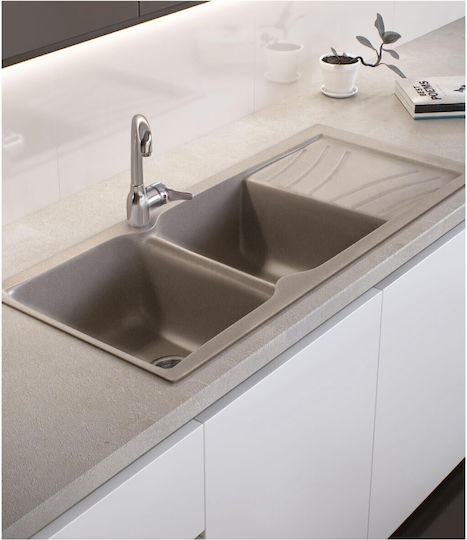 Sanitec Classic Drop-In Spüle aus Verbundgranulat B115xT50cm Granite Taupe