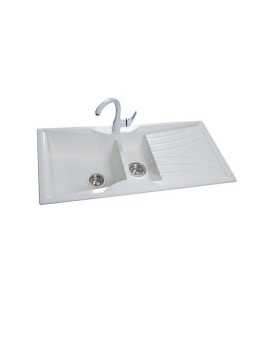 Sanitec Classic Drop-In Sink Left Synthetic Granite W104xD51cm White