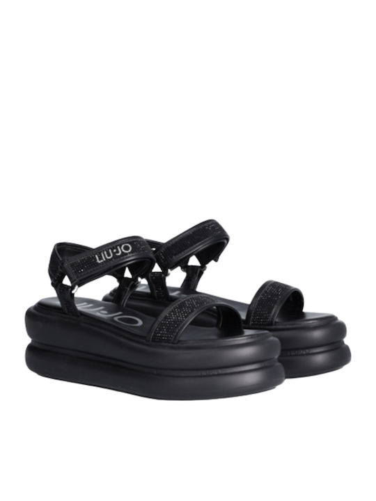 Women's Flat Sandals with Strap Flatforms in Black Color