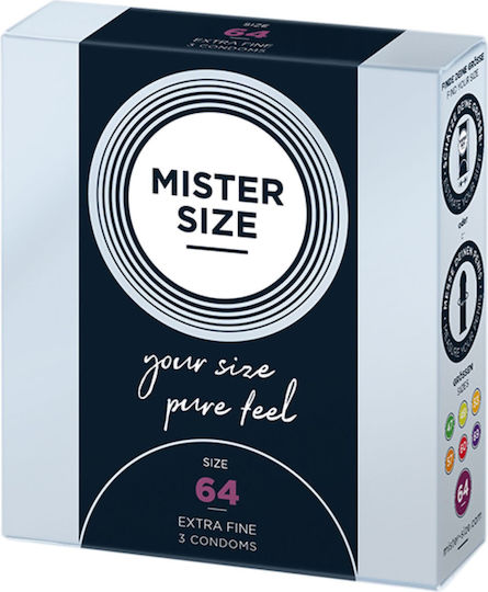 Mister Size Extra Fine Size 64mm Thin Big Size Condoms 3pcs