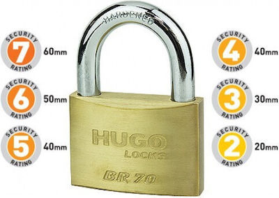 Hugo Locks BR50 Stahl Vorhängeschloss Messing mit Schlüssel 50mm 1Stück