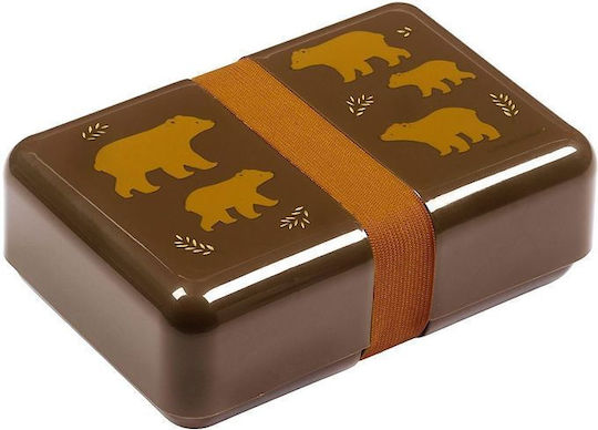 A Little Lovely Company Bear Πλαστικό Παιδικό Δοχείο Φαγητού 0.85lt Καφέ 18 x 12 x 6εκ.