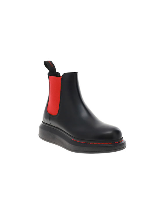 Leder Stiefeletten Damen Schwarz
