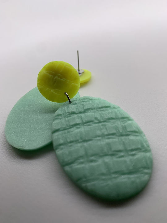 Funky Geranium Earrings made of Clay with Stones Mint / Yellow