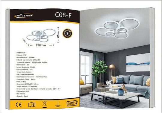Universo Illuminazione Deckenleuchte 79cm Silber mit Integrierter LED