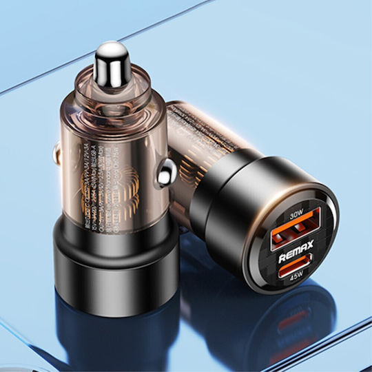 Remax Φορτιστής Αυτοκινήτου Series 75W 25A με Θύρες: 1xUSB 1xType-C