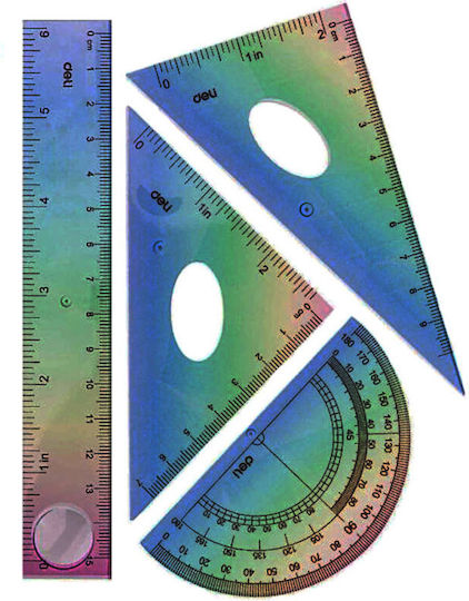 Deli Set von 4 geometrischen Instrumenten Kunststoff Transparente blister