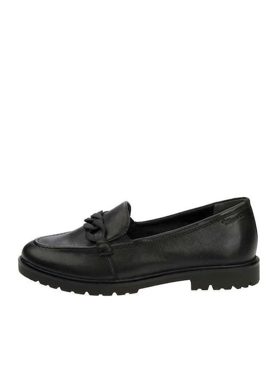 Damen Mokassins Aus Leder In Schwarz Farbe