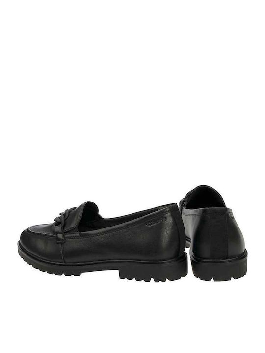 Damen Mokassins Aus Leder In Schwarz Farbe