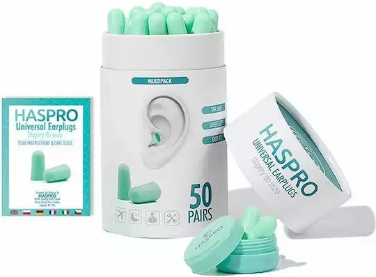 Haspro Multipack Universal Earplugs In Green Colour EPUF5051 100 Pieces