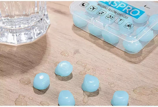 Haspro Moldable Silicone Earplugs for Swimming in Blue Color EPUM2003 12 Pieces