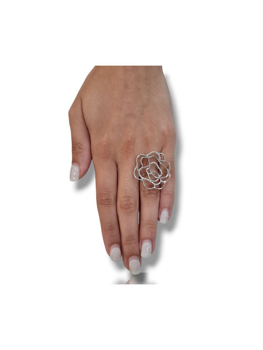 Mentzos Women's White Gold Ring with Diamond 18K